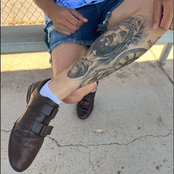 GUCCI GUCCISSIMA GG LEATHER SNEAKER SHOES VELCRO STRAP 091835 MONOGRAM BUCKLE 43 - Picture 6 of 16